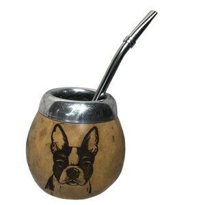 Yerba Mate Gourd Straw Stainless Cup KIT ARTISAN HANDMADE Dog